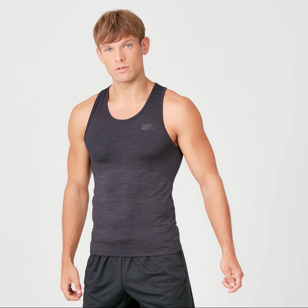 Mens Myprotein Seamless Gym Workout Bodybuilding Tank Top Slate Size Medium